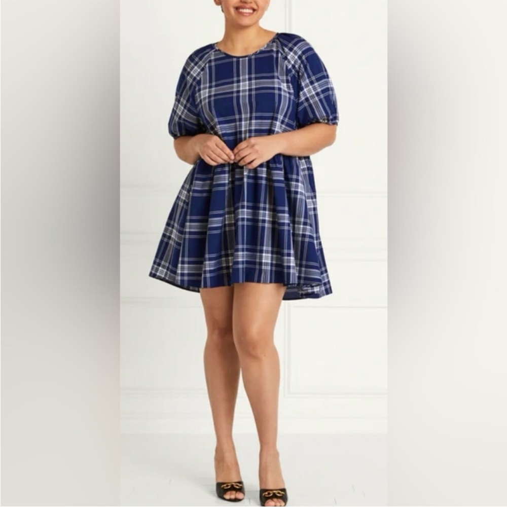 Hill House Norah Nap Navy Plaid Mini Dress Size Medium